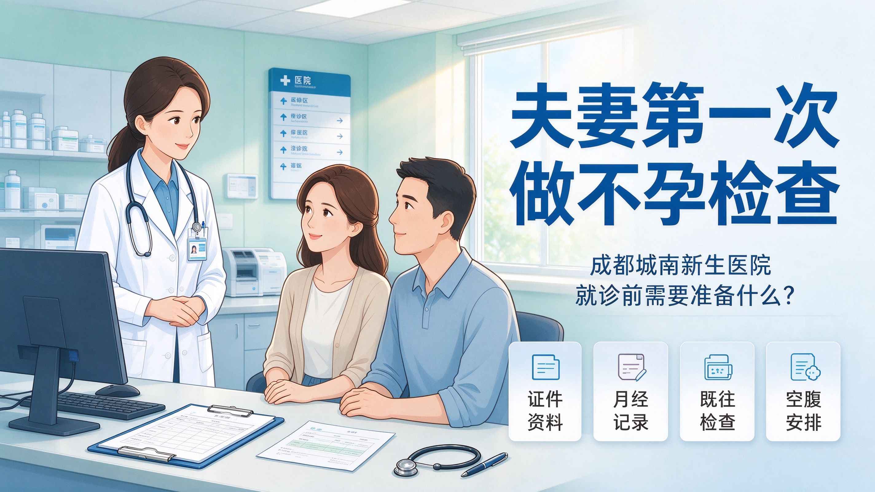 夫妻第一次做不孕检查，成都城南新生医院就诊前需要准备什么？